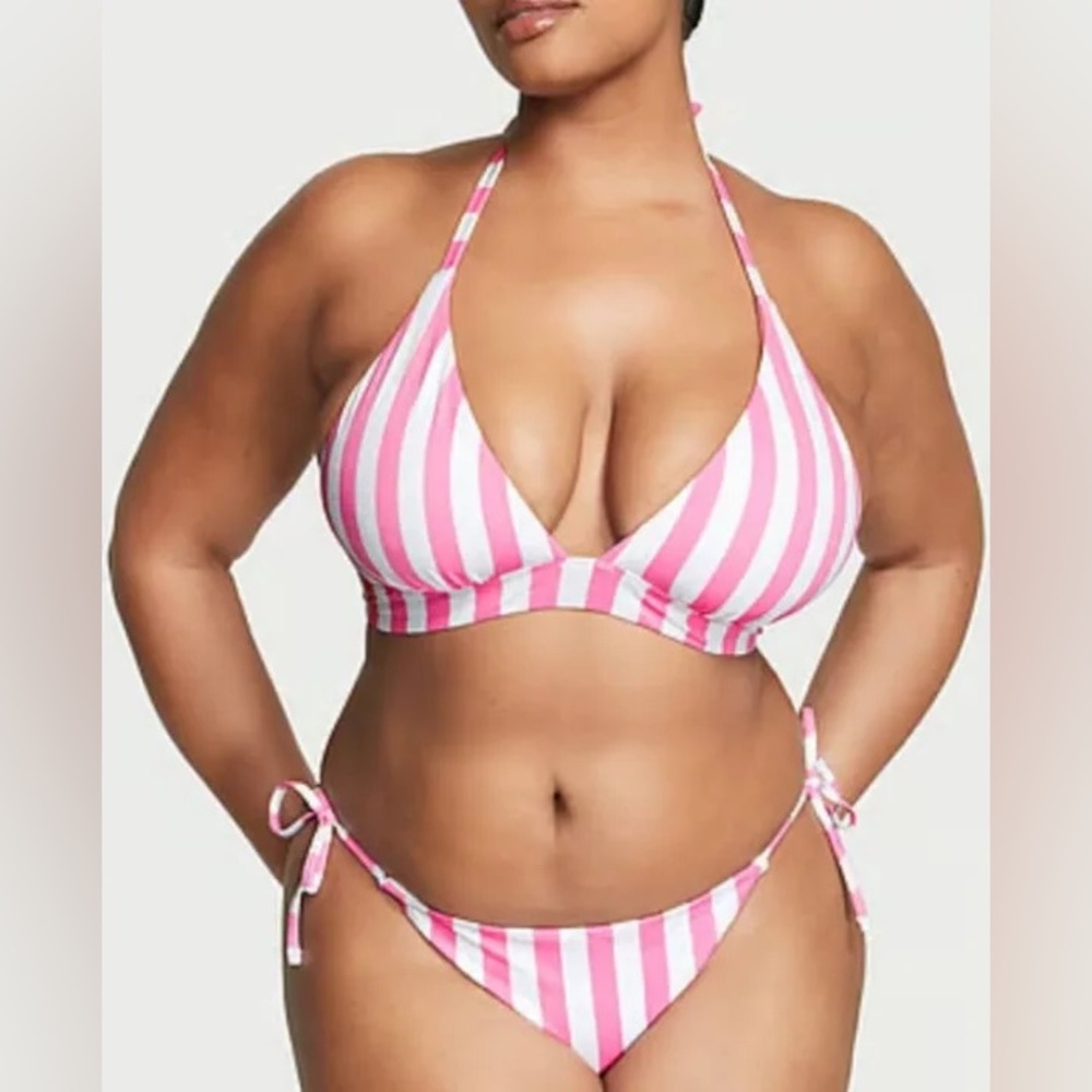 Victoria’s Secret Mix & Match Removable Push Up Halter Bikini Top - Pink Cabana